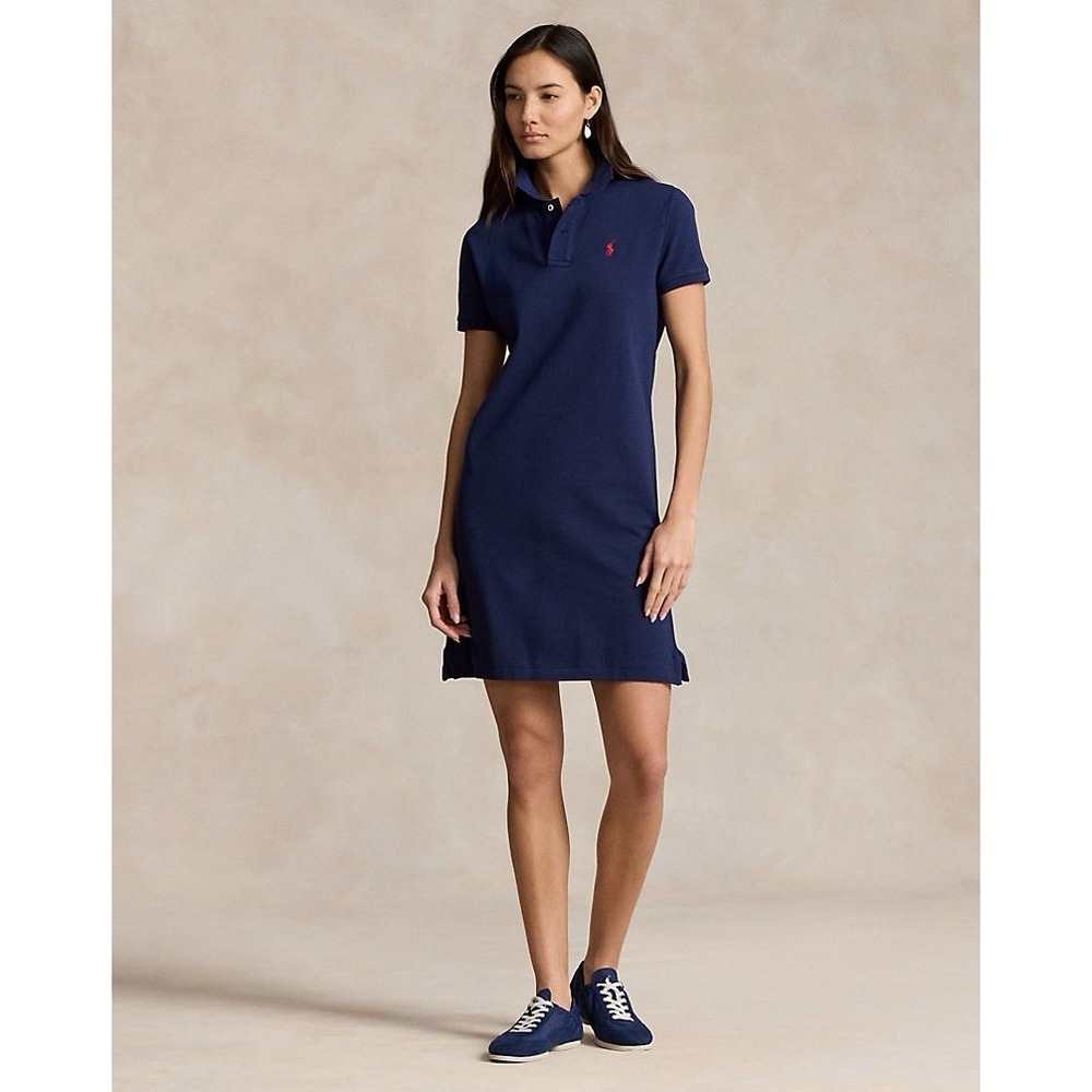 NWT Polo Ralph Lauren Women's Cotton Mesh Mini Polo Dress Navy Blue Size XXS